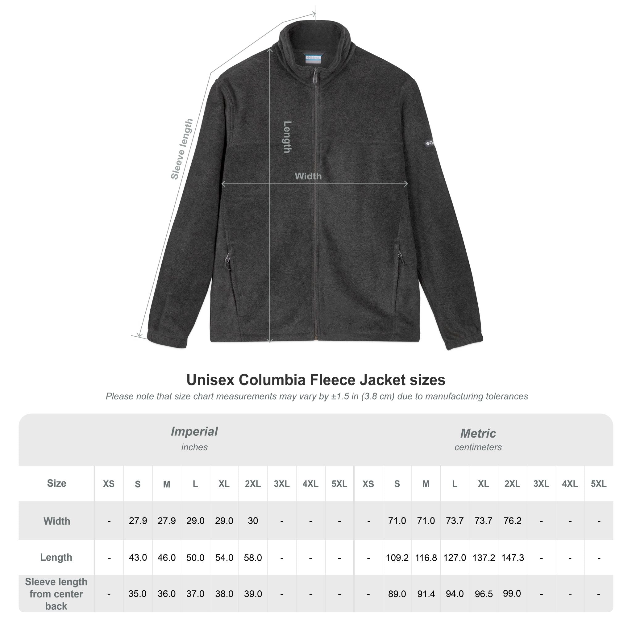Embroidered Columbia Fleece Jacket Fairway Unisex