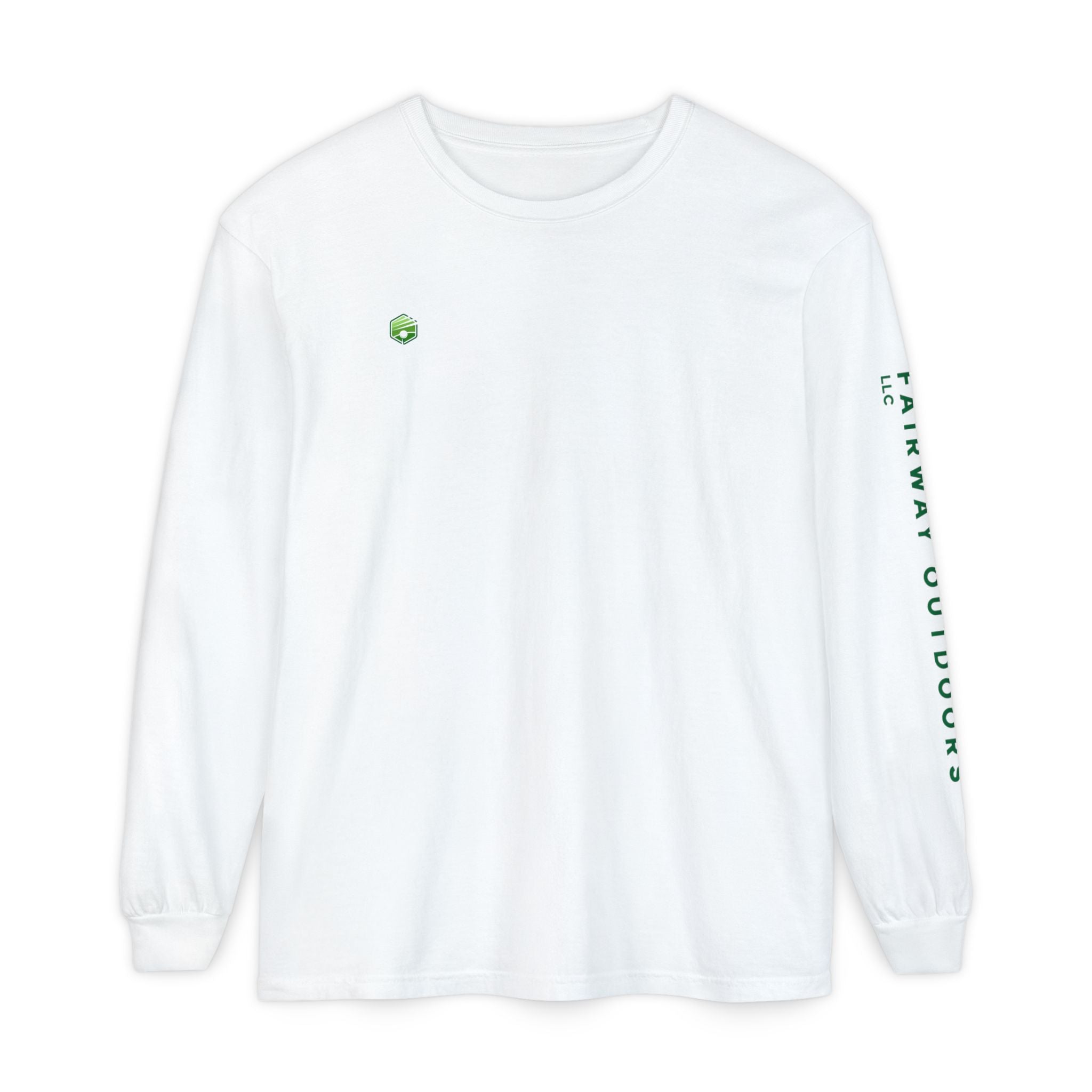 Fairway Outdoors Long Sleeve T-Shirt — Minimal Golf Logo Sleeve Print
