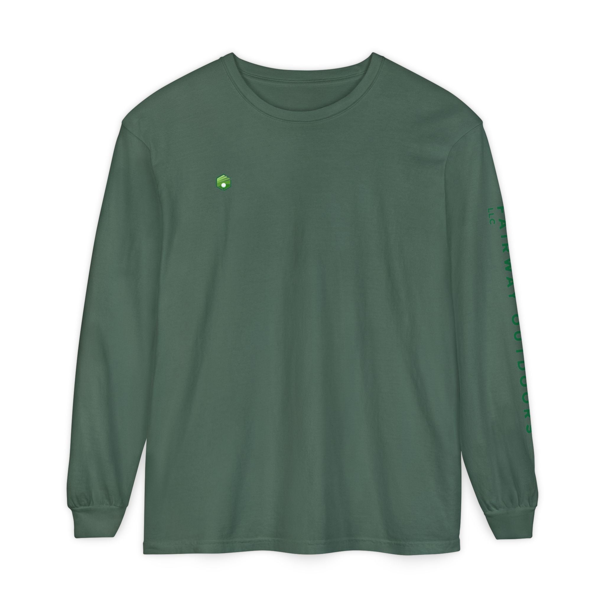 Fairway Outdoors Long Sleeve T-Shirt — Minimal Golf Logo Sleeve Print