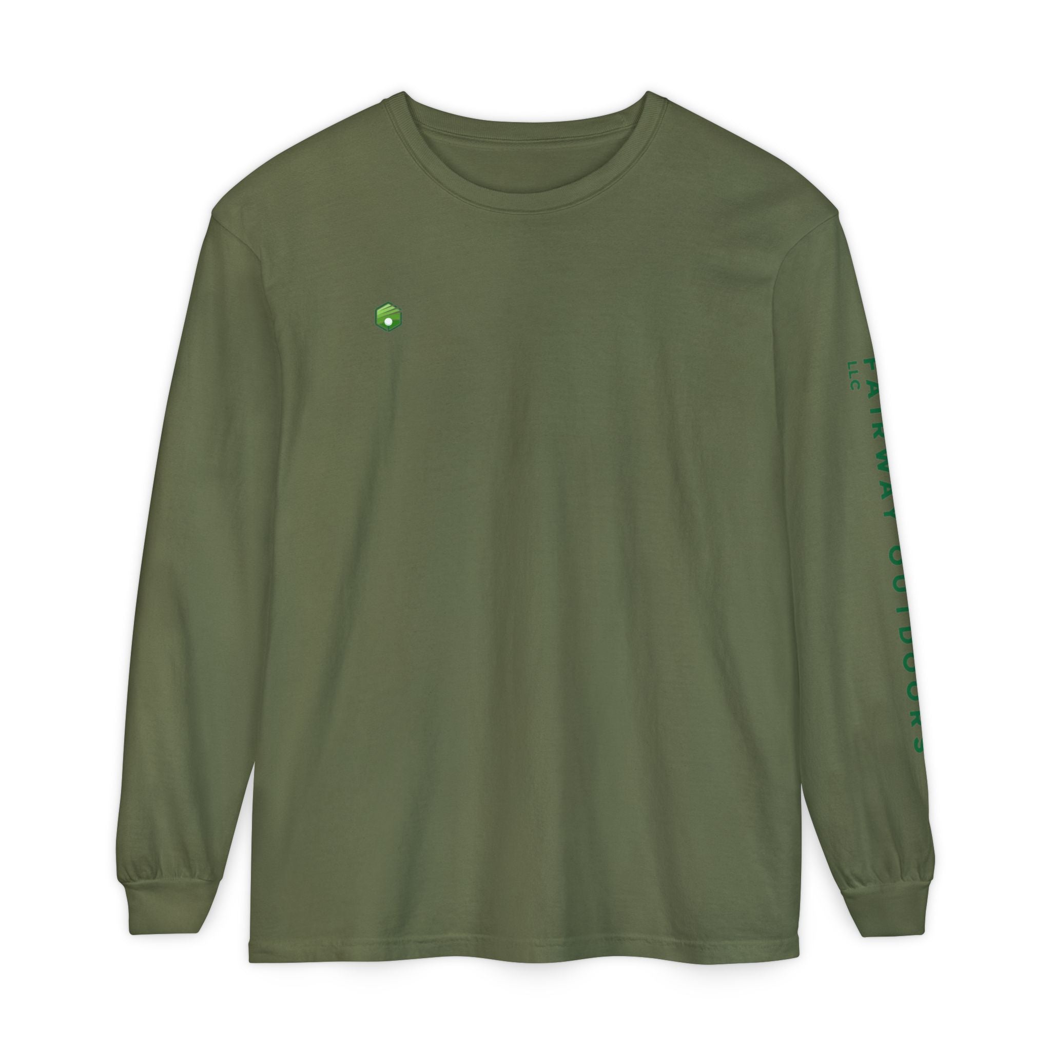Fairway Outdoors Long Sleeve T-Shirt — Minimal Golf Logo Sleeve Print