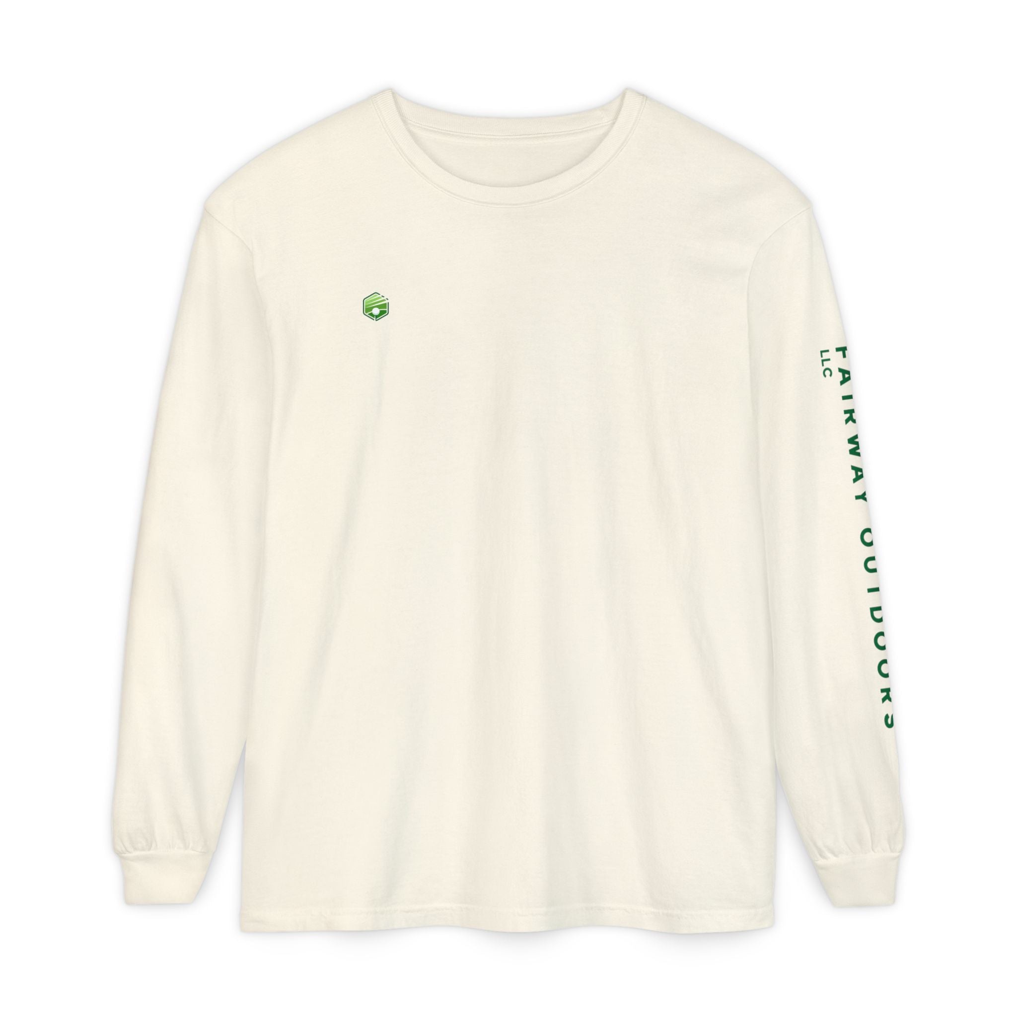 Fairway Outdoors Long Sleeve T-Shirt — Minimal Golf Logo Sleeve Print