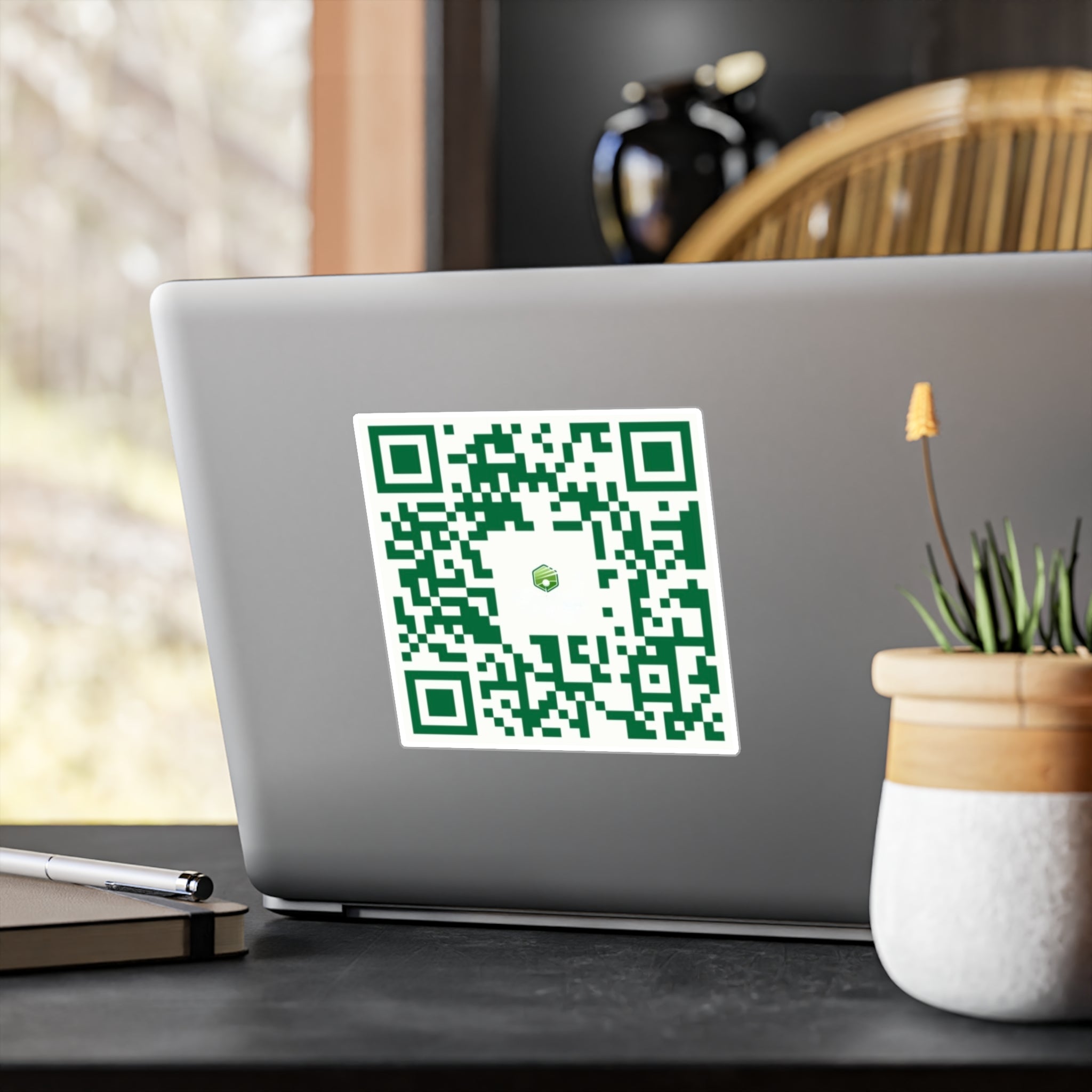 Website QR Code Kiss-Cut Vinyl Decal — Custom Scannable Sticker for Windows, Doors & Packaging