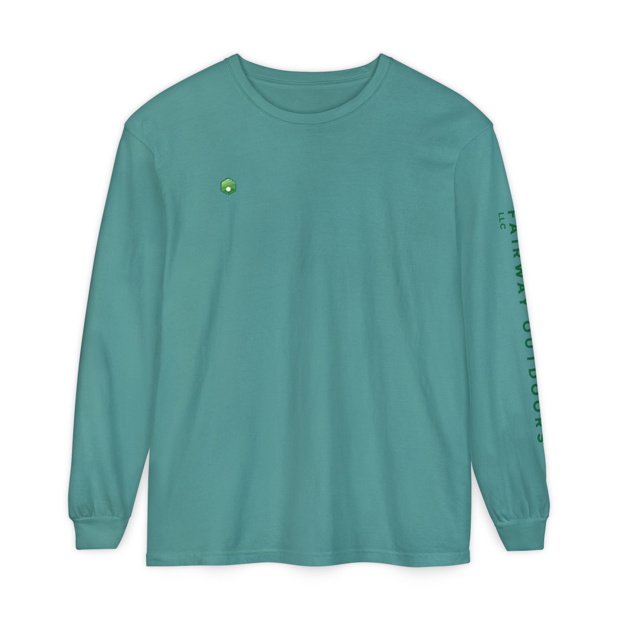 Fairway Outdoors Long Sleeve T-Shirt — Minimal Golf Logo Sleeve Print