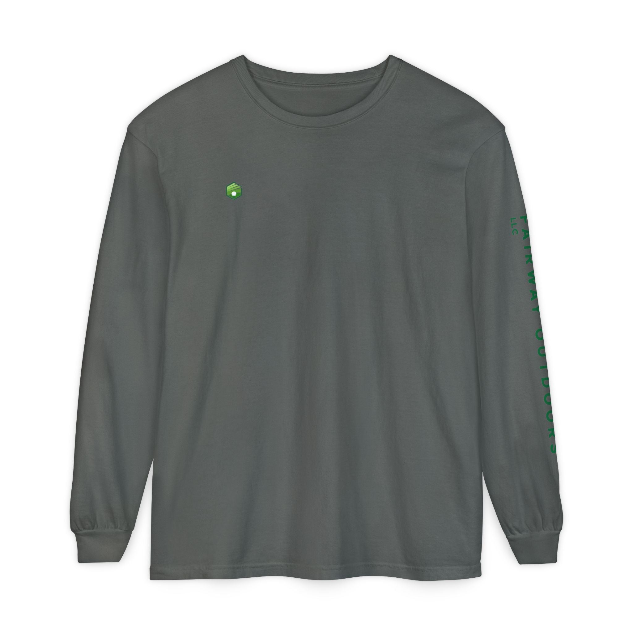 Fairway Outdoors Long Sleeve T-Shirt — Minimal Golf Logo Sleeve Print
