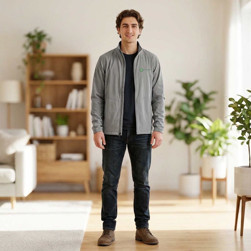 Embroidered Soft Shell Jacket — Men's Lightweight Windproof Layer