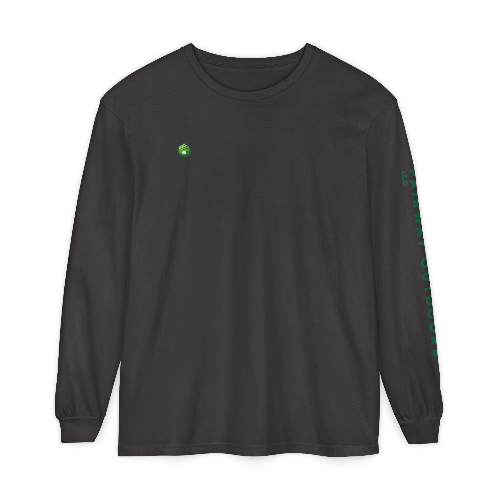 Fairway Outdoors Long Sleeve T-Shirt — Minimal Golf Logo Sleeve Print