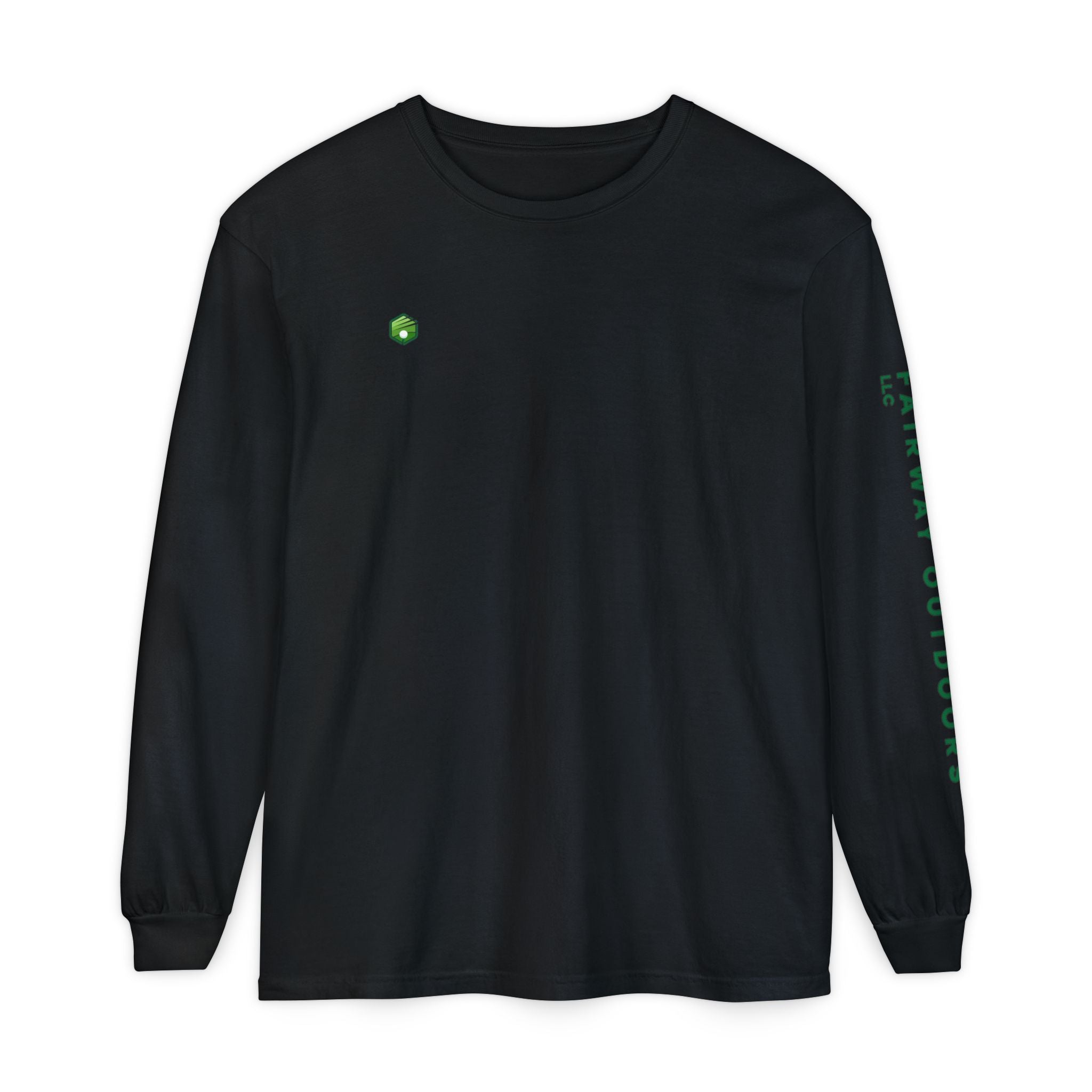 Fairway Outdoors Long Sleeve T-Shirt — Minimal Golf Logo Sleeve Print