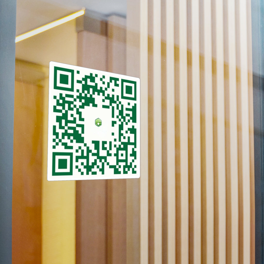 Website QR Code Kiss-Cut Vinyl Decal — Custom Scannable Sticker for Windows, Doors & Packaging