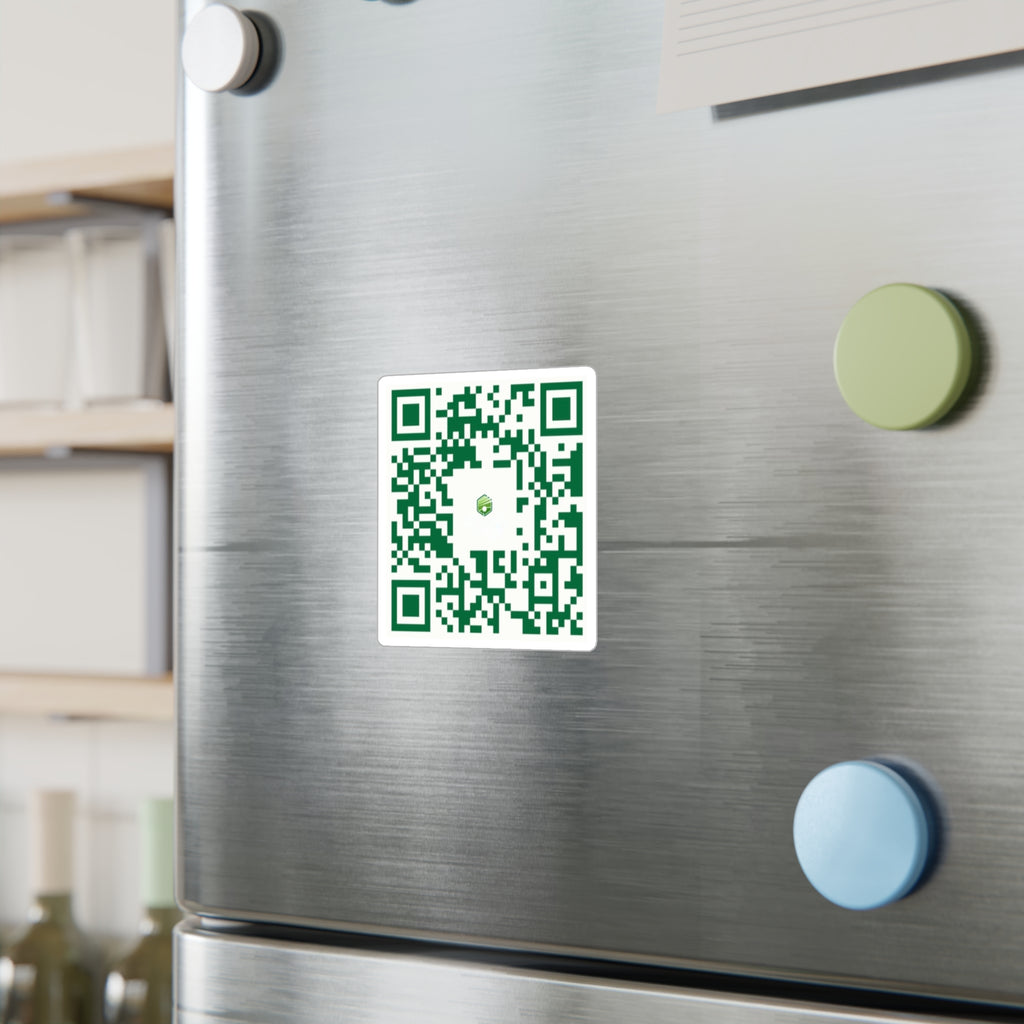 Website QR Code Kiss-Cut Vinyl Decal — Custom Scannable Sticker for Windows, Doors & Packaging