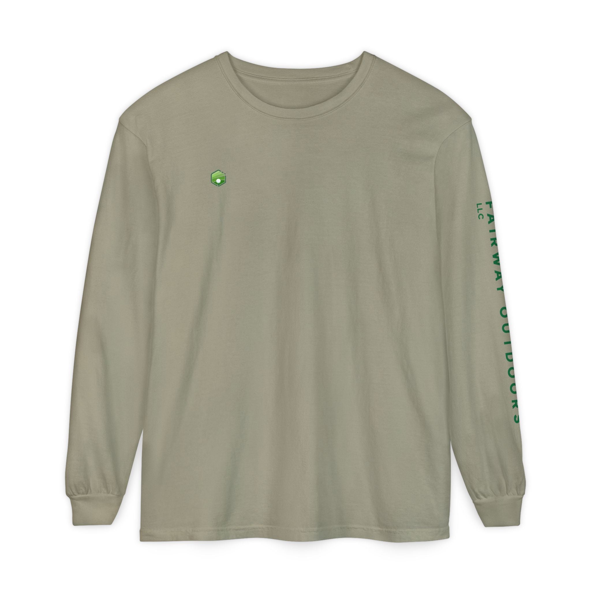 Fairway Outdoors Long Sleeve T-Shirt — Minimal Golf Logo Sleeve Print
